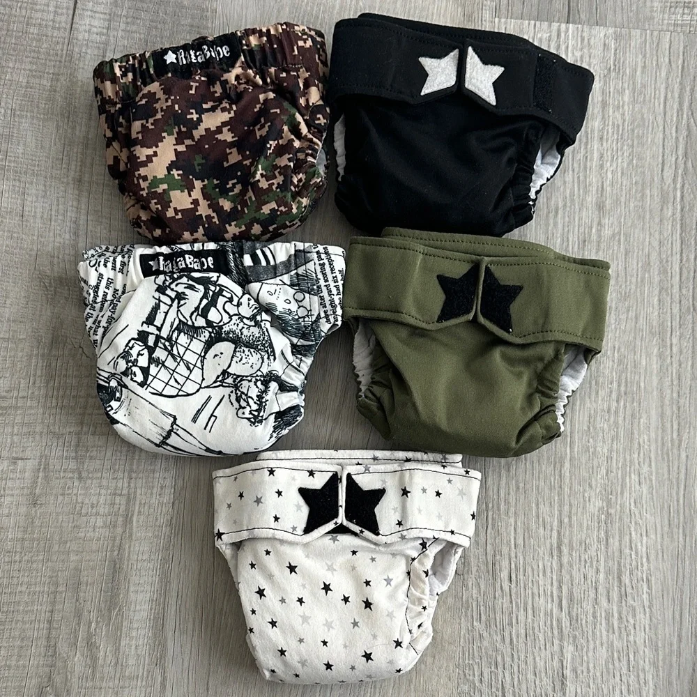 Ragababe Newborn all-in-one Velcro reusable diapers 5 pieces